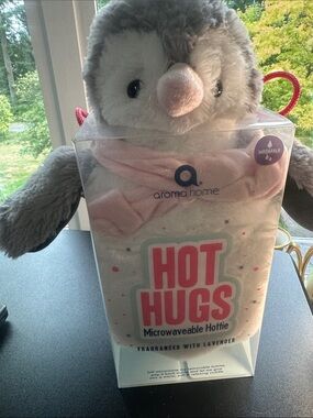 Aroma Home Plush Penguin Hottie in Pink and Gray